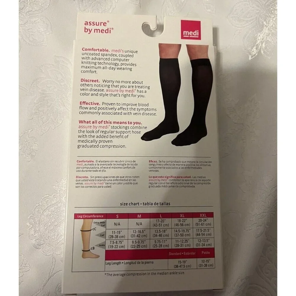 Medi Assure Closed Toe Knee Highs 30-40 mmHg Black Size Medium Compression Socks